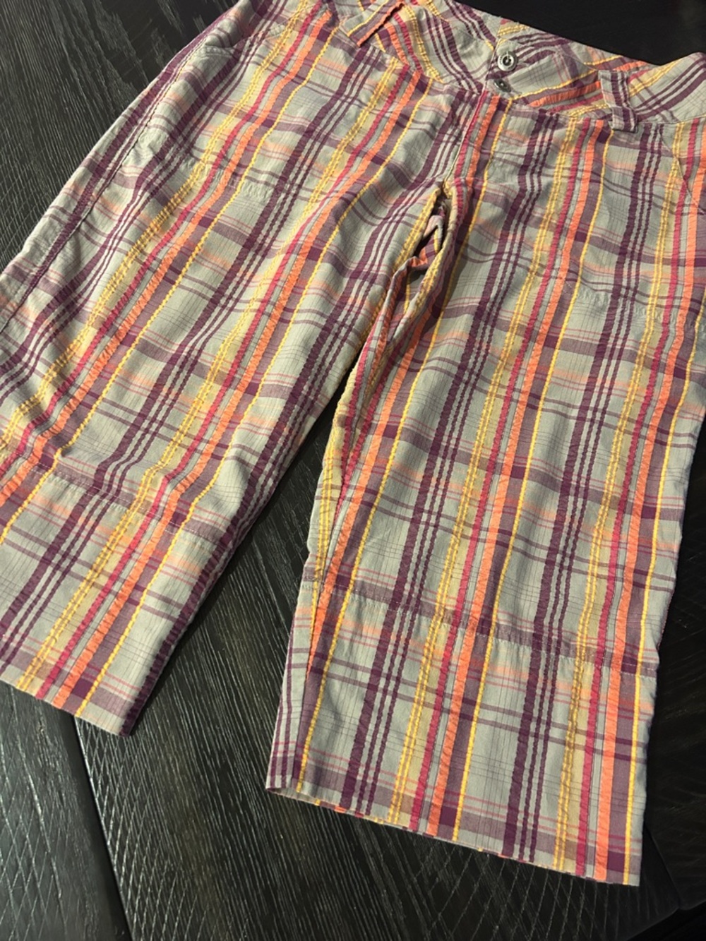 Patagonia NWOT Woman’s Plaid Casual Capri in Purple, Orange and Yellow Size 10